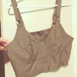 Beige checkered crop top